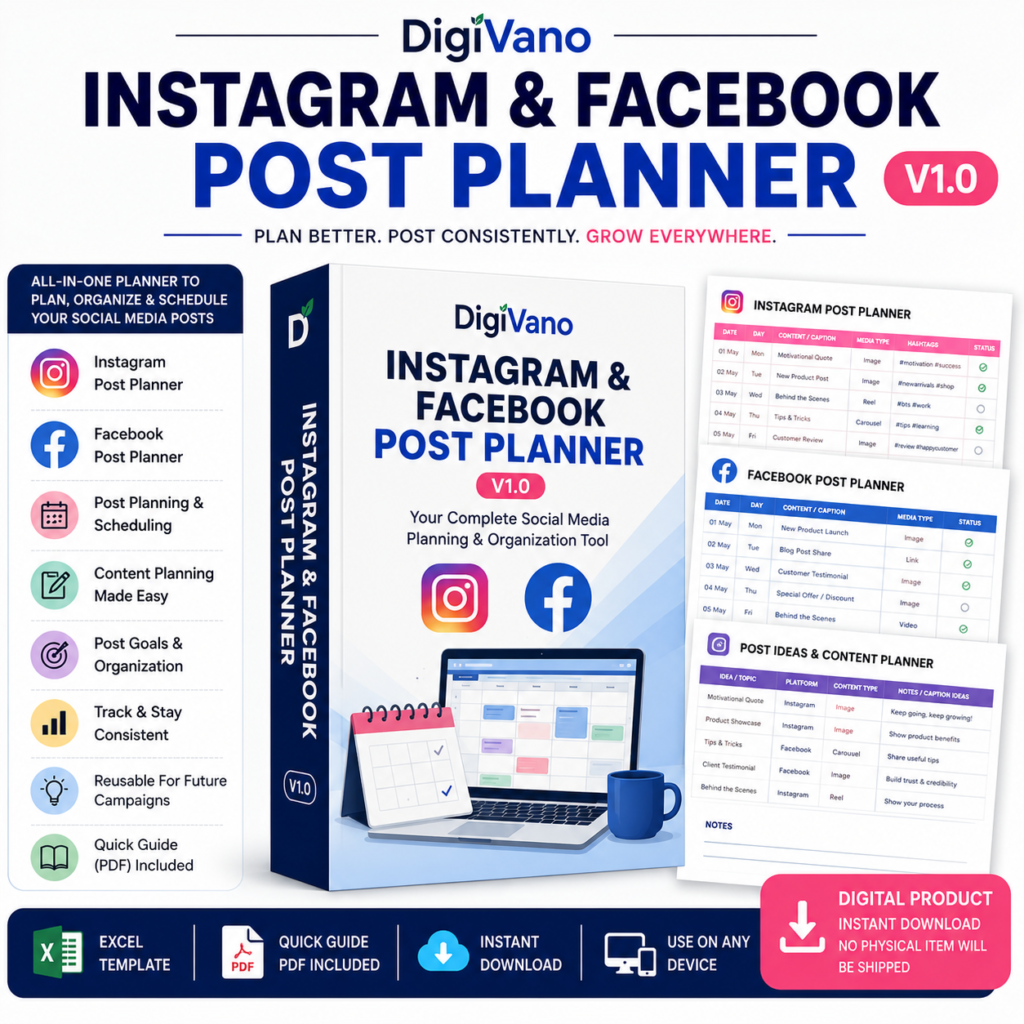 DigiVano Instagram & Facebook Post Planner V1.0