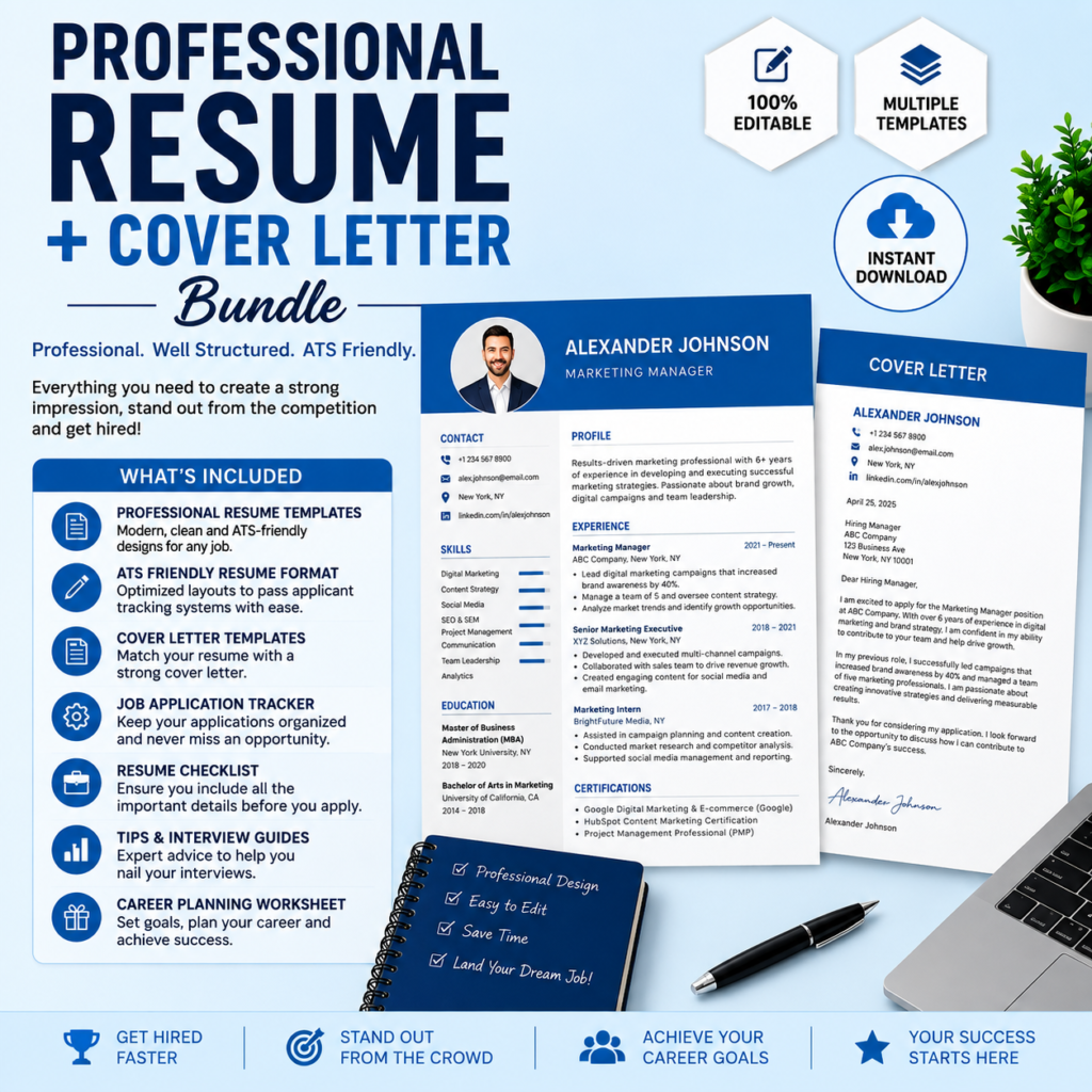 Professional Resume + Cover Letter Bundle